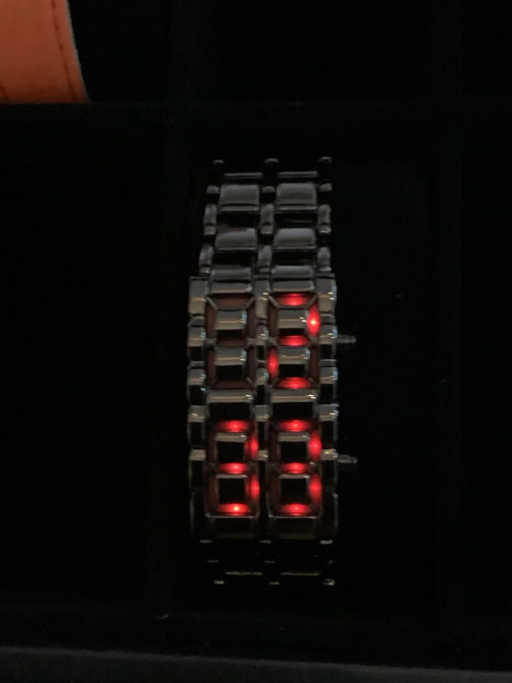 Stainless Steel Bracelet Smartwatch with Red LED Display